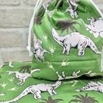 数量限定【男の子】★給食袋&ランチョンマットセット★ 　恐竜　緑　男の子