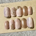 葉っぱネイル　プラチナシルバー