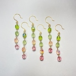 【モッチ様専用】グラデーションチェコガラスのロングピアス☃️💚💖