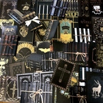 (再販×1)アンティークブック(black)紙ものセット＊コラージュ素材＊ジャンクジャーナル