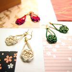【再販×2】【水引アクセ】花水引の平梅結び揺れピアス♪Bタイプ