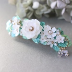 White garden*バレッタ　(8㎝) パール、白、キラキラ
