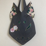 稲荷狐の狐面トートバック・深緑桜