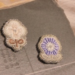 フラワービーズ刺繍アクセサリー　ニッケルフリーイヤリングorピアス　サージカルステンレスピアス　蝶バネクリップ