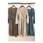 カシュクールワンピース　長袖　リネン　カラー⑨〜⑯