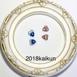 小さなハートピアス　イヤリング667ブルーと桜色のシンプルピアス　イヤリング