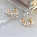 " 再販 " 4月誕生石 ハーキマーダイヤモンドのフープピアス/イヤリング　透明感　ゴールド　ギフト