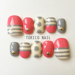【再販】ボーダー♡ドットのネイル