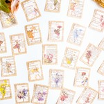 切手風　フェアリーの英字フレークシール　flower fairy　[AY251]
