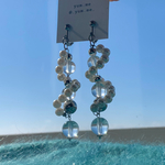 pearl silver clear／個性的 存在感 パール シルバーボール クリアボール ぐるぐるイヤリング ピアス