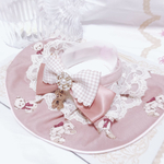 🐱猫の日🐱期間限定20%OFF🐱エアリーケープ首輪🧸リボンbear🧸ティアラチュールレース×フロッキーベアチャーム♡3280円⇨2624円