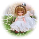 【数量限定】ホワイトチュールワンピ☆ミキマキちゃん専用☆アウトフィット☆ハンドメイド 