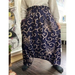 新品の唐草柄のふろしき(木綿)柿渋染めサルエルパンツ　　　ハンドメイド