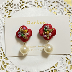 つぶつぶ花のパールビーズピアス/イヤリング