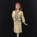 総裏仕立てツィードスーツ（ボックスプリーツ）［黄色・金黒ブレード］＋インナーの３点セット【Barbie FR FashionRoyalty PoppyParker Misaki】