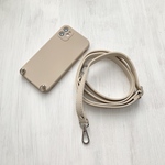 アイボリー　（ベージュ）　ケース　レザー　ショルダーストラップ　スマホショルダー　マット