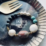 BL233-182ジャスパーVINTAGE COLOR asymmetry 17㎝*天然石ブレスレット　*送料無料*　