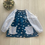  1点のみ✨ 110㎝　北欧ちょうちょ柄スモック 紺色ネイビー