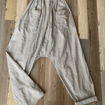 デニムサルエルロングパンツ　岡山デニム　ヒッコリー