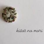 オリーブの刺繍ヘアゴム（ヘリンボーン柄）
