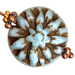 淡碧な、アンティークダリア。3個set14㎜ライトブルー×アンティークブラック　チェコビーズ　ガラスビーズ　フラワー　ダリア