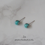 天然石　アマゾナイト 一粒ピアス ステンレス シンプルピアス