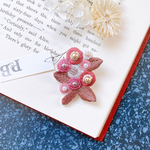 redpink丸花 ビーズ刺繍ブローチ
