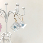 ＊ドライフラワー封入アクリルピアス＊イヤリング〜ブルー