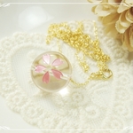*K14GF***N10*高品質水晶AAA(大)☆桜ロングネックレス(60cm)