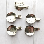 【約28mm　5個】ブローチ金具　コサージュ金具　≪ピン、クリップ付き≫