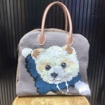 me and cc様専用オーダーデザイン★ボストンバッグ【L】 [バッグ ペット 犬 ねこ猫 ネコ 編み物 編み込み 毛糸 オーダー ショルダーバッグ]
