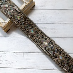 【ブラック】【50cm】【45mm幅】インド刺繍リボン　菱形　ゴールド　アクセサリパーツ　 ハンドメイド　手芸  DIY