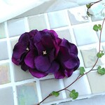 定形外送料込☆紫陽花のポニーフック＊ダークパープル＊  造花・ヘアアクセサリー・髪飾り・シック・紫・ヘアフック・ボタニカル・結婚式・二次会・フォーマル・お呼ばれ・アンティーク