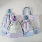 【asaaami-01様専用】星空とユニコーン柄サックス/切替サックス レッスンバッグ&上靴入れ&体操服入れ　 エメラルドユニコーン上靴入れ4点セット