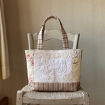 フランス*アンティークリネン*ホームスパン*モノグラム*刺繍*トートバッグLOVE&ECO