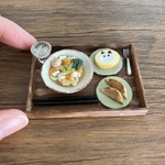 ミニチュアしっぽくうどん定食　うどん　餃子　ロールケーキ