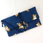 古銭付き道中財布(手拭い柴犬・紺色)