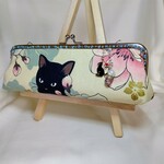 ツンデレ黒猫ちゃん☆がま口 横長 ペンケース/眼鏡ケース