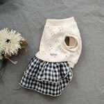 犬服 リネンのワンピース#チェック (受注)
