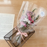 ドライフラワー ラッピング ブーケ 10♡ ホワイト ピンク かすみ草 スワッグ ミニブーケ スターチス プレゼント 花束 