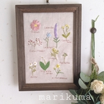 【四季の花】刺繍インテリアフレーム　壁飾り　ファブリックボード