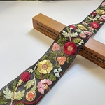 約5cm幅/刺繍リボン/オーガンジー/黒/花刺繍