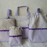 【es8a4様ご専用】入園入学4点セット　パープル　リバティ　リボン