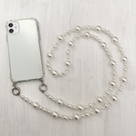 クリアケース　パール　ビーズ　　スマホショルダー　スマホストラップ　ストラップ