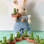 うさぎさんのトピアリー　【送料込】ミニチュア　ハンドメイド　シルバニア　ドール　ミニチュアグリーン　