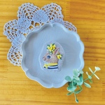 手刺繍ブローチ ミモザ帽子を被ったウサギ(2月12日21時発売予定)