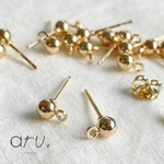 [P2202-1] 【40個】 KCゴールド 4mm ボールピアス カン付き ポストピアス 素材 金具 ぴあす 金 ごーるど