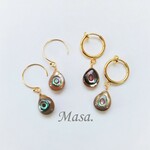 【14Kgf】アバロンシェル のフックピアス／イヤリング