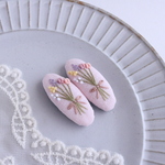 春限定　花束刺繍のパッチンピン　さくらミルク色　4cm ベビーサイズ