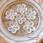 送料無料 刺繍フラワー  White 6 pieces